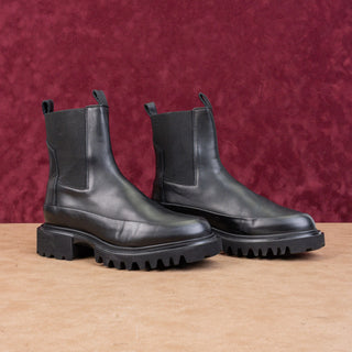 AllSaints Women Harlee Black Leather Platform Festival Chelsea Boots 7US EUR37