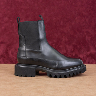 AllSaints Women Harlee Black Leather Platform Festival Chelsea Boots 7US EUR37