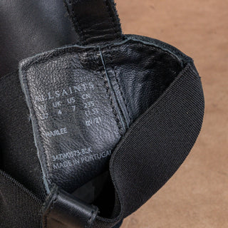 AllSaints Women Harlee Black Leather Platform Festival Chelsea Boots 7US EUR37