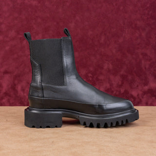 AllSaints Women Harlee Black Leather Platform Festival Chelsea Boots 7US EUR37