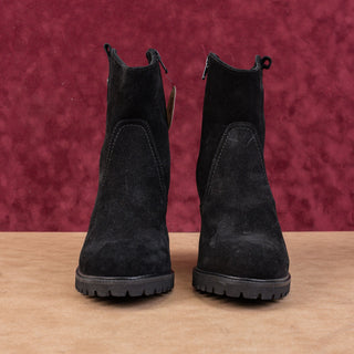 La Canadienne Women Phinn Black Suede Waterproof Western Zip Ankle Boots sz 8