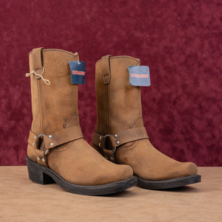 Durango Women Harness Brown Leather Harness Moto Biker Mid Boots sz 8.5