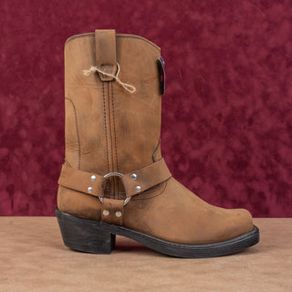 Durango Women Harness Brown Leather Harness Moto Biker Mid Boots sz 8.5