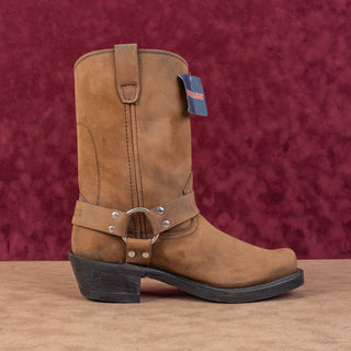 Durango Women Harness Brown Leather Harness Moto Biker Mid Boots sz 8.5