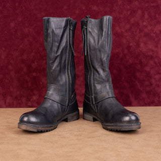 Vintage Foundry Women Madi Black Leather Harness Moto Festival Boots sz 7