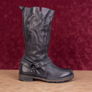 Vintage Foundry Women Madi Black Leather Harness Moto Festival Boots sz 7
