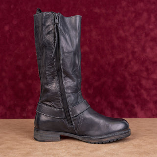 Vintage Foundry Women Madi Black Leather Harness Moto Festival Boots sz 7