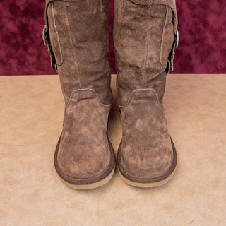 UGG Women Cargo Brown Suede Shearling Lined Flat Zip Tall Boots sz 7