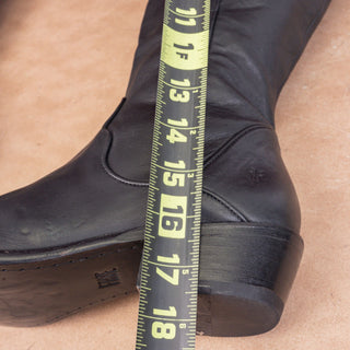 Frye Wmn Carson Piping Tall Western Cowboy Black Leather Fashion Knee Boots 8.5