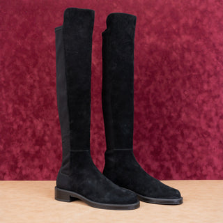 Stuart Weitzman Women 5050 Plain Black Suede OTK Fashion Dress Boots sz 9.5