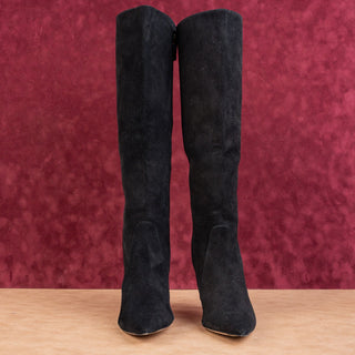 Stuart Weitzman Women 85 Pointy Toe Black Suede Fashion Knee Boots Size 7.5