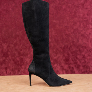 Stuart Weitzman Women 85 Pointy Toe Black Suede Fashion Knee Boots Size 7.5