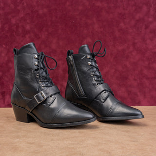 AllSaints Women Granny Goth Lace-up Zip Leather Ankle Boots Sz 8.5US EU 39