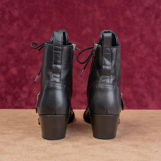 AllSaints Women Granny Goth Lace-up Zip Leather Ankle Boots Sz 8.5US EU 39