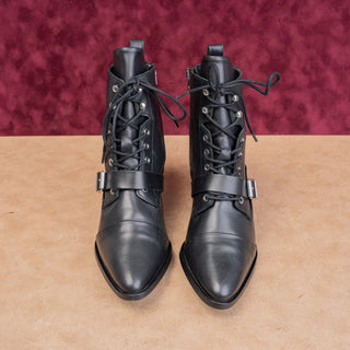 AllSaints Women Granny Goth Lace-up Zip Leather Ankle Boots Sz 8.5US EU 39