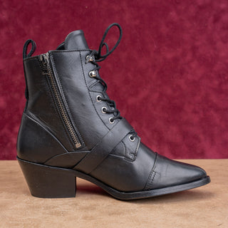 AllSaints Women Granny Goth Lace-up Zip Leather Ankle Boots Sz 8.5US EU 39