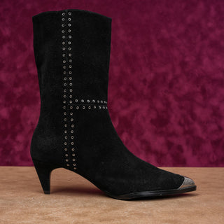 Caverley Women Collie Western Cowboy Stud Suede Metal pointy toe boots 7US EUR37