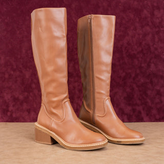 Steven Women Calda Vegan Brown Leather Retro Vintage 90s Square Toe Boots sz 6.5