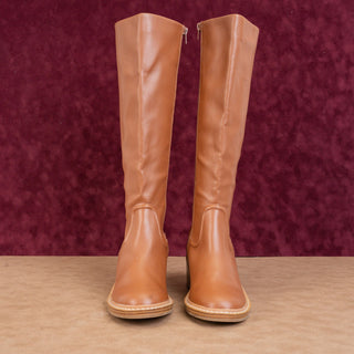 Steven Women Calda Vegan Brown Leather Retro Vintage 90s Square Toe Boots sz 6.5