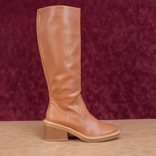 Steven Women Calda Vegan Brown Leather Retro Vintage 90s Square Toe Boots sz 6.5