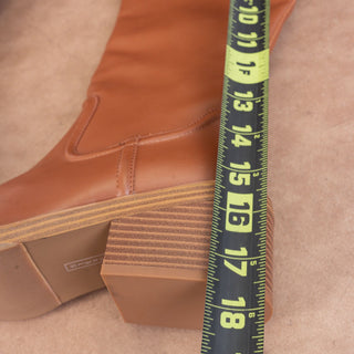 Steven Women Calda Vegan Brown Leather Retro Vintage 90s Square Toe Boots sz 6.5