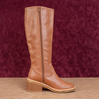 Steven Women Calda Vegan Brown Leather Retro Vintage 90s Square Toe Boots sz 6.5