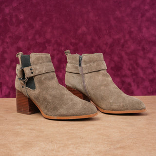 Marc Fisher Women Taupe Suede Rodeo Party Harness Moto Boots size 8.5