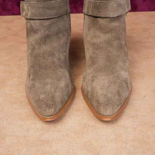 Marc Fisher Women Taupe Suede Rodeo Party Harness Moto Boots size 8.5