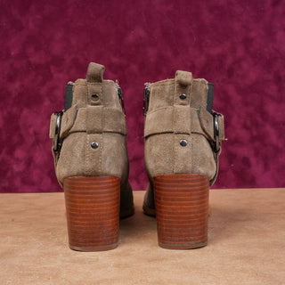 Marc Fisher Women Taupe Suede Rodeo Party Harness Moto Boots size 8.5