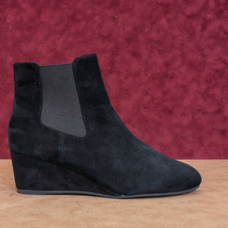 Pelle Moda Women Erla Black Suede Wedge Ankle Zip Boots sz 10