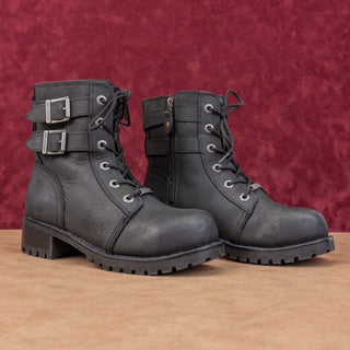 Harley Davidson Women Archer Black Leather Moto Biker Steel Toe Work Boots sz 8