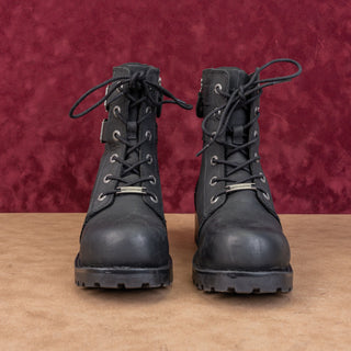 Harley Davidson Women Archer Black Leather Moto Biker Steel Toe Work Boots sz 8