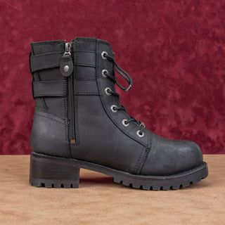 Harley Davidson Women Archer Black Leather Moto Biker Steel Toe Work Boots sz 8