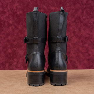 Naturalizer Women Tex Black Leather Moto Festival Party Ankle Boots sz 11