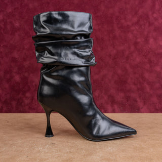 Jeffrey Campbell Women Slouchy Black Faux Leather Zip Pointy Toe Ankle Boots sz 7.5