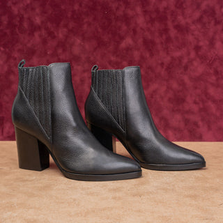 Marc Fisher Women Alva Black Leather Classic Western Festival Ankle Boots sz 7.5