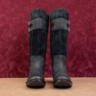 UGG Women Zarina Waterproof Black Leather Zip Riding Knee Boots sz 7US EUR38