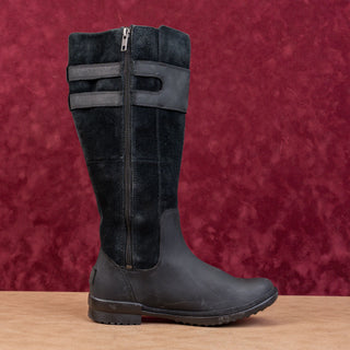 UGG Women Zarina Waterproof Black Leather Zip Riding Knee Boots sz 7US EUR38