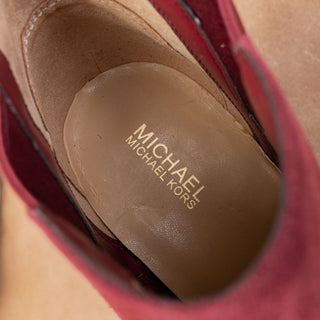 Michael Kors Women Lottie Burgundy Suede Fashion Slip-on Ankle Boots sz 10