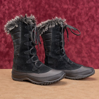 The Northface Women Black Suede Fabric Primaloft 200g Utility Boots Sz 9.5