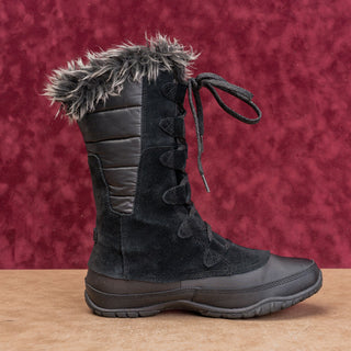 The Northface Women Black Suede Fabric Primaloft 200g Utility Boots Sz 9.5