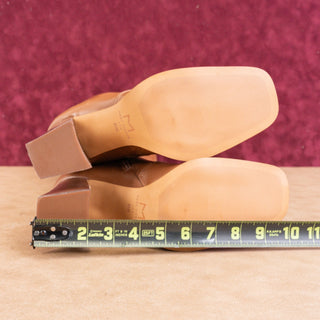 Marc Fisher Women Dreeam Brown Leather Block Heel Square Toe Tall Boots sz 8.5