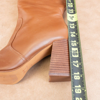 Marc Fisher Women Dreeam Brown Leather Block Heel Square Toe Tall Boots sz 8.5