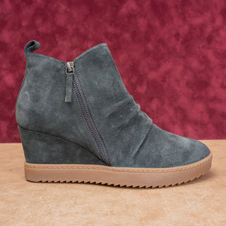 Sofft Women Siri Waterproof Dark Green Suede Zip Wedge Boots sz 10