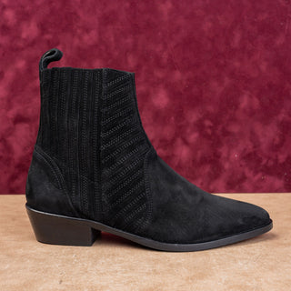 AllSaints Women Black Suede Classic Western Chelsea Fashion Boots 10US EUR40