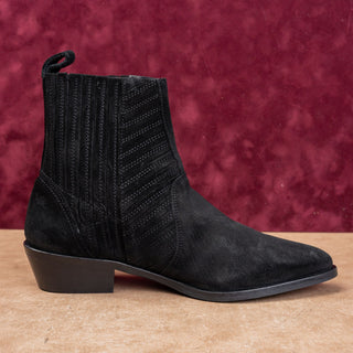 AllSaints Women Black Suede Classic Western Chelsea Fashion Boots 10US EUR40