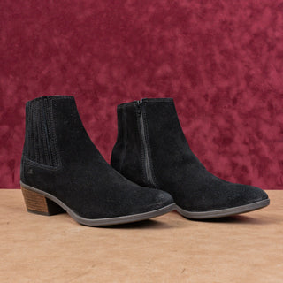 Josef Seibel Wmn Daphne Black Suede Western Chelsea Ankle Boots 10-10.5US EUR41
