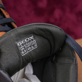 Geox Men Riddock Waterproof Italian Brown Leather Lace-up Zip Ankle Boots sz 6.5