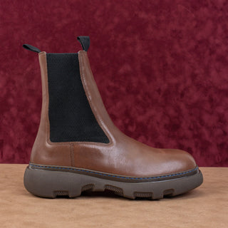 Burberry Men Creeper Brown Leather Chelsea Fashion Boots sz 12US EUR45