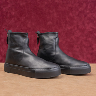 AGL Women Back Zip Black Leather High Top Ankle Boots size 8.5US EUR 38.5